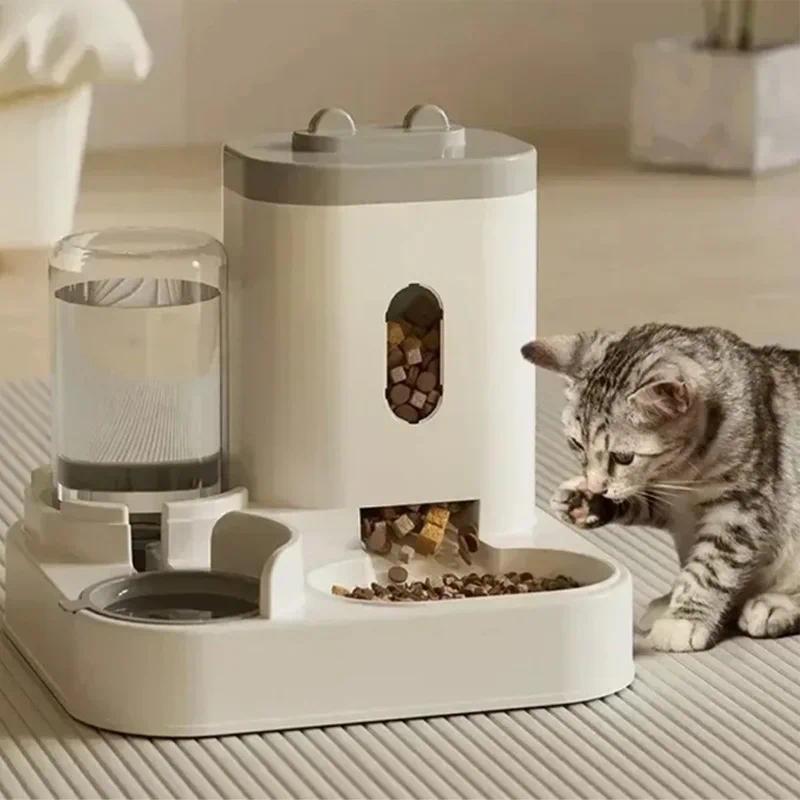 bj Eco-Friendly Plastic Gravity Cat Feeder with Large Capacity Dual Bowl 2-in-1 No Battery Anti-Slip