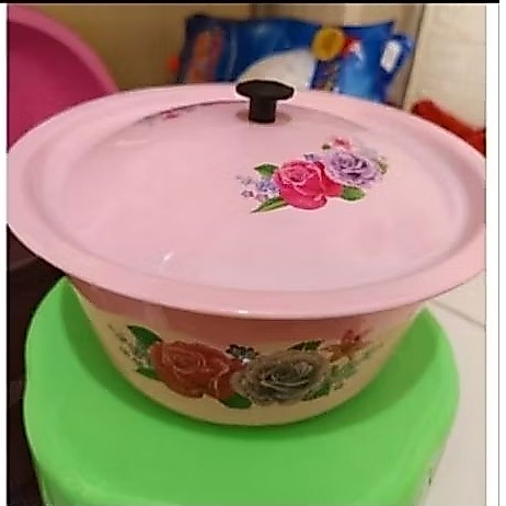 baskom enamel tutup UK 22 cm/baskom serbaguna/baskom saji makanan