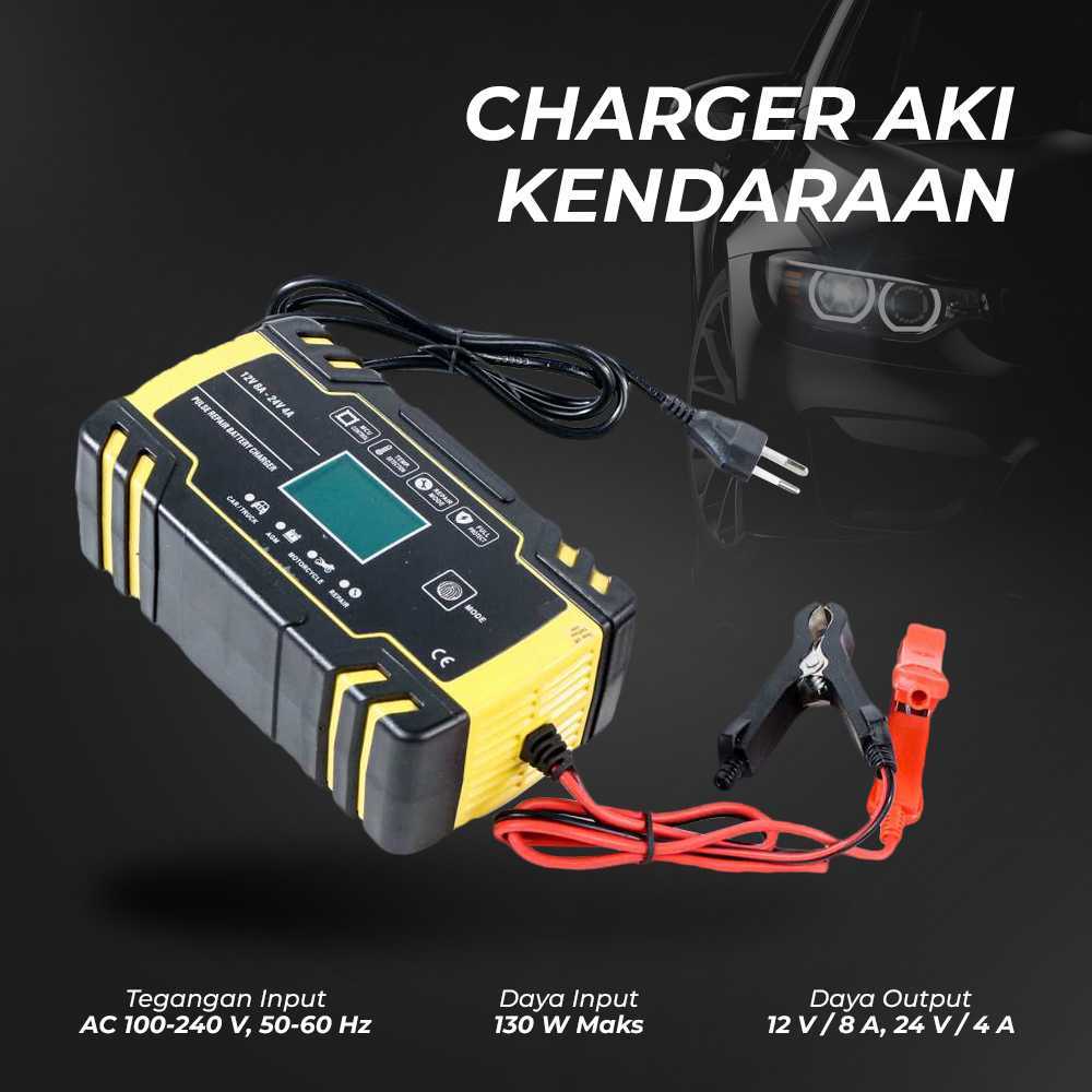 FOXSUR Charger Aki Mobil Motor Intelligent Battery Charger 12/24V 8A - FBC122408D