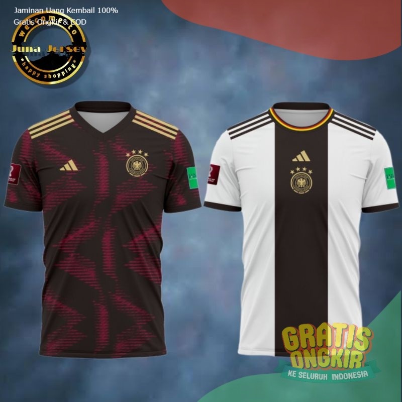 BAJU KAOS JERSEY BOLA TIMNAS JERMAN TERBARU 2022 2023 PIALA DUNIA QATAR FREE NICKNAME DAN NO PUNGGUN