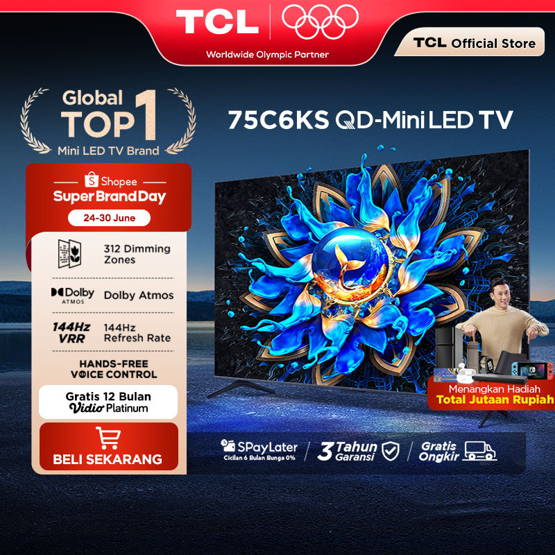 TCL 4K QD-Mini LED TV 75 Inch C6KS - High HDR Brightness - Dolby Vision & Atmos - IMAX Enhanced - Un