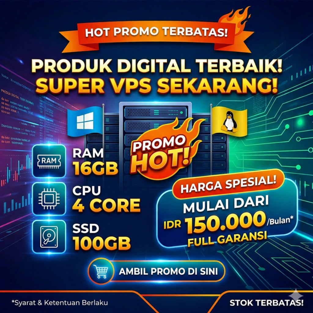 VPS/RDP Windows Premium 16GB • 4 Core • SSD 100GB Full Admin
