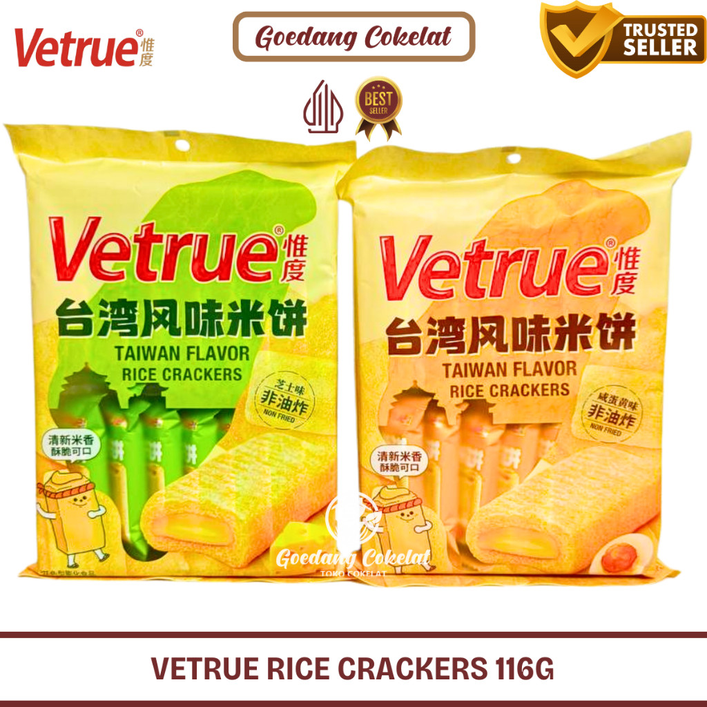Vetrue Japanese Taiwan Rice Crispy Crackers Krekers Beras Aneka Rasa Salted Egg Yolk Cheese 116g (Is