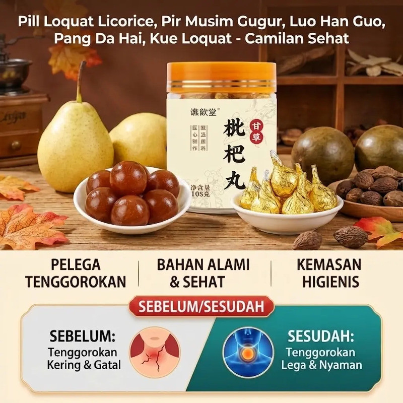 [Redakan Batuk Cepat] Permen Tenggorokan Cap Rasa Loquat/ Melembabkan paru-paru dan meredakan batuk/