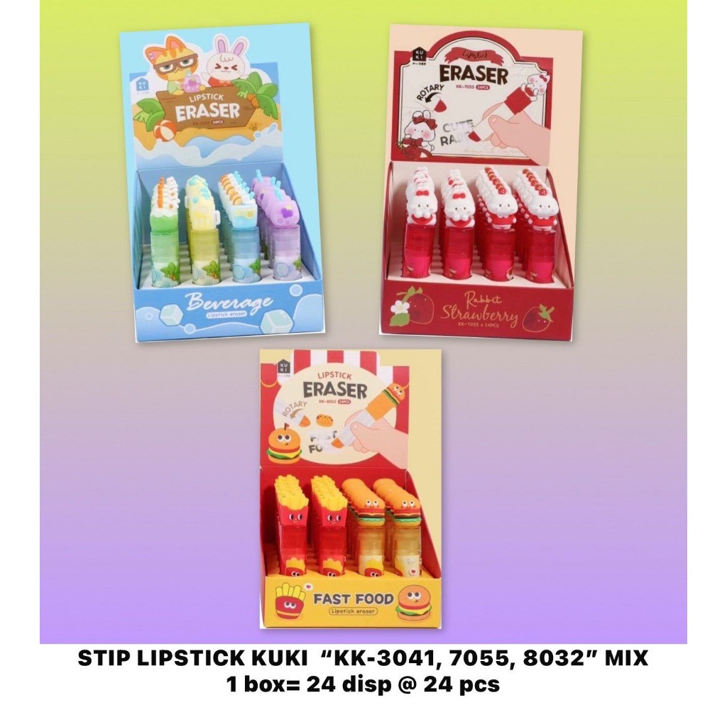

(1 PCS) PENGHAPUS FANCY / KUKI STIP LIPSTICK ERASER MOTIF KARAKTER LUCU ATK STATIONERY ANAK MURAH