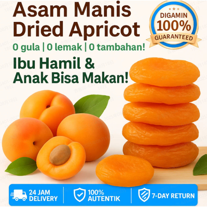 

【100% AILS】Aprikot Kering 250/100g/ rendah gula/Apricot Kering Premium Organic Paradise/Mencegah kanker/Aprikot dikeringkan Camilan Tanpa Inti