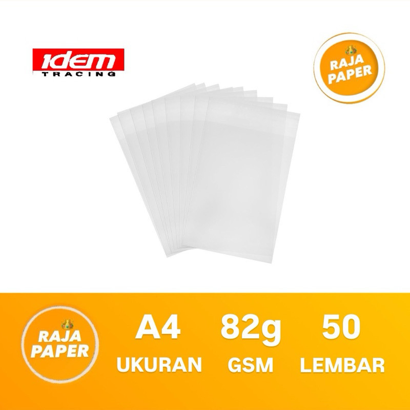 

Kertas Kalkir Ukuran A4 50 lembar 82 Gsm Gr Gram By IDEM TRACING ( 210 Mm x 297 Mm ) / ( 21 Cm x 29.7 Cm ) 50 Lbr 50 Pcs Kertas Jiplak Tracing Paper Transparant Paper Transfer Paper