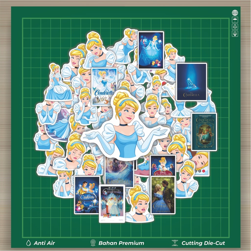 

Stiker Cutting Pack Stiker Princess Cinderella Isi 100Pcs Series Aesthetic Lucu Keren Untuk Koper Bahan Vynil