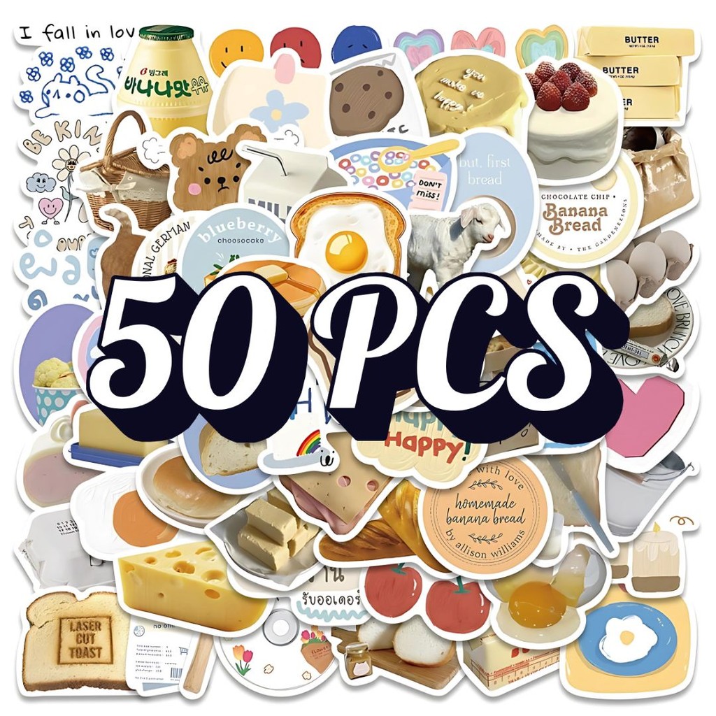 

Sticker Lucu Egg Bread – Breakfast Style, Anti Air Waterproof Cocok Motor Helm Laptop HP Botol Minum Koper Buku Journal