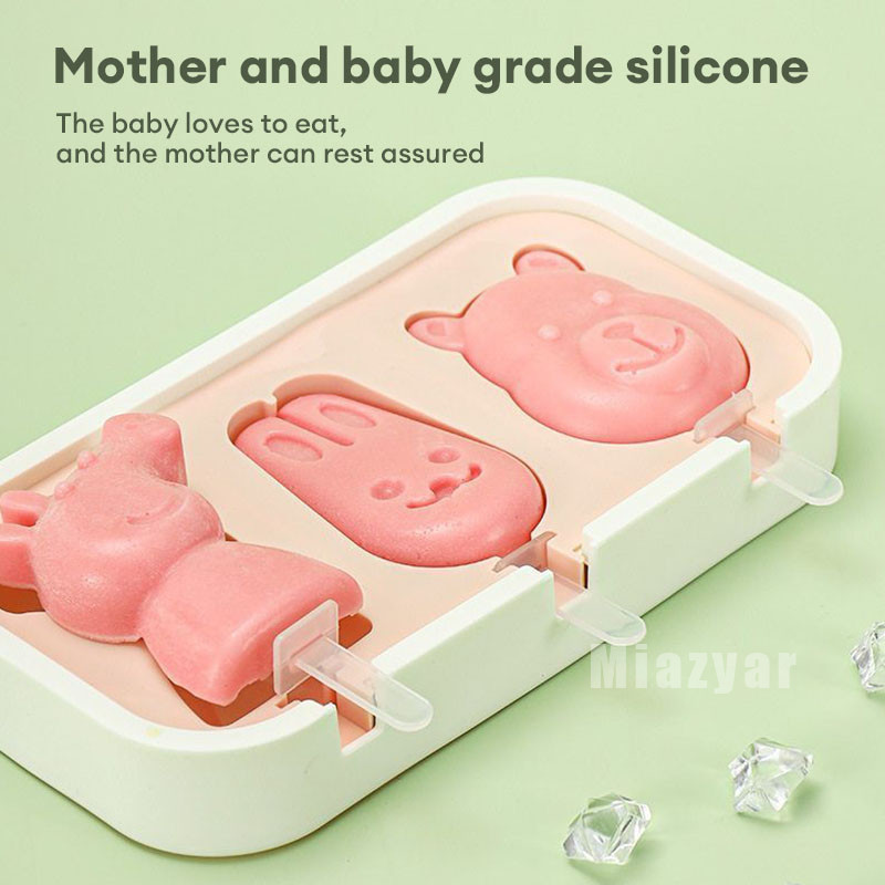 Cetakan Ice Cream Pudding Cokelat Es Serbaguna Silikon Food Grade Bentuk Hewan Buah Lucu Mia