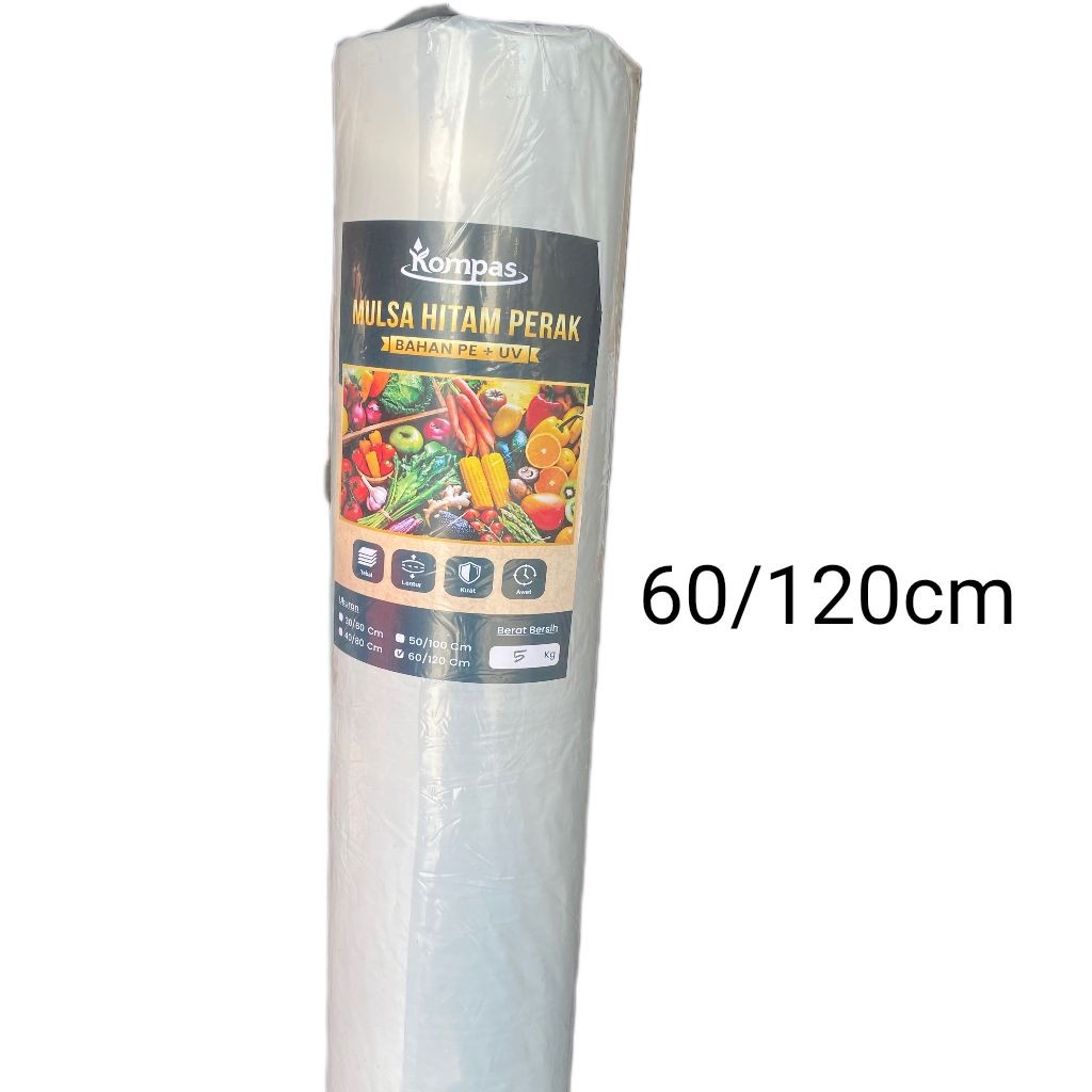 1 ROL 5kg Mulsa Hitam Perak 1 roll ukuran Lebar 120cm x Panjang 140 Meter