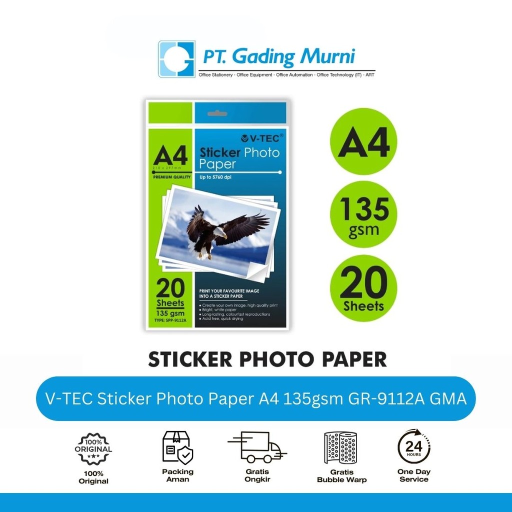 

V-TEC Sticker Photo Paper A4 135gsm GR-9112A GMA