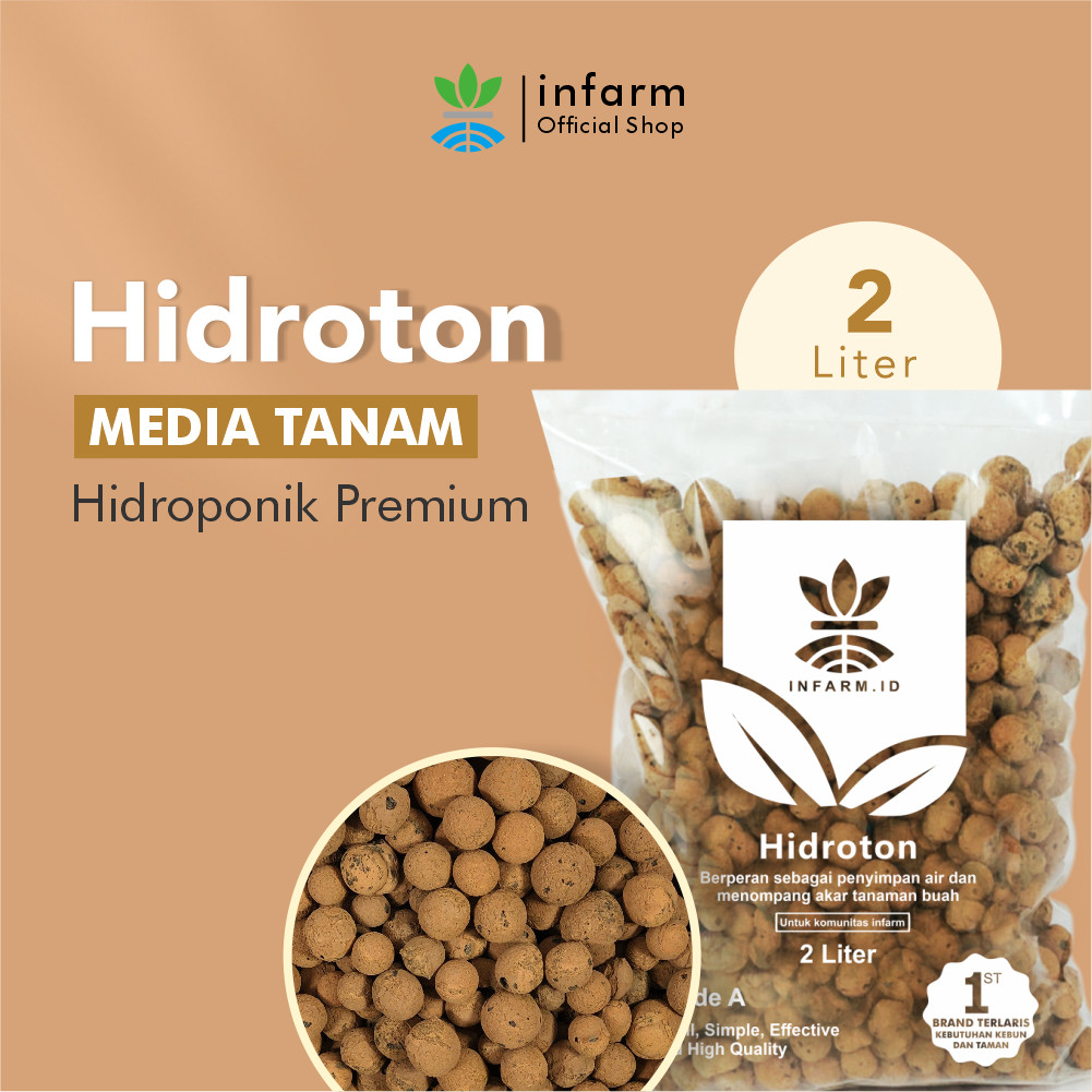 INFARM - Media Tanam Hidroton Jerman 2 liter, Hydroton Original 2L untuk Hidroponik Gratis Peralatan