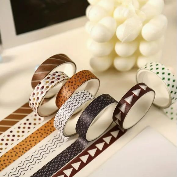 

5 Rolls Masking Tape BASIC COLOR SETS Washi Tape Warna Polos Aesthetic untuk Scrapbook dan Planner Craftycharm