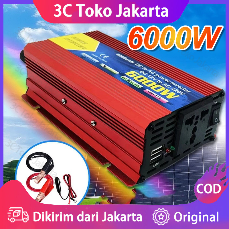 Inverter 6000W/2000W/1000W/500W/220Watt Power Inverter DC Ke AC Aki listrik Serbaguna Daya Besaar 60