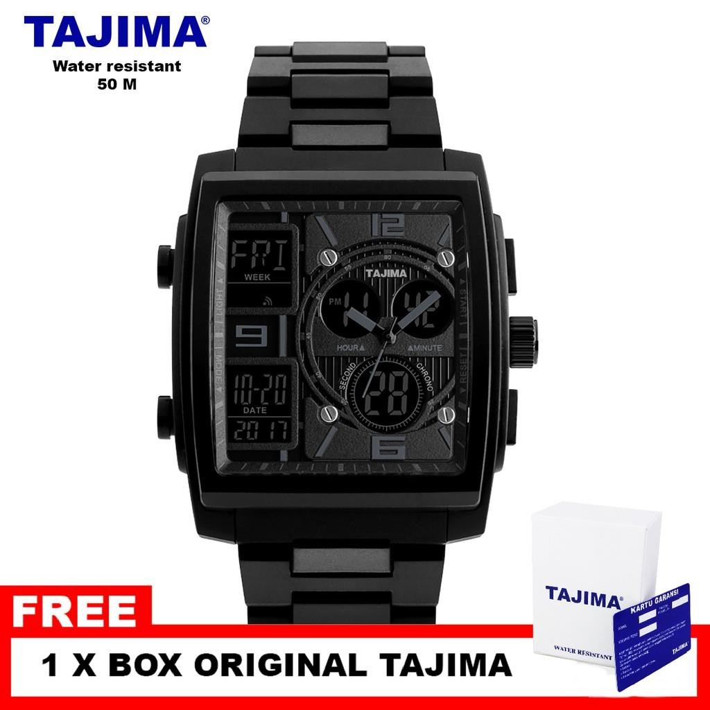 Jam Tangan Analog Digital Pria Tajima 9836 Water Resist 30atm Original Free Kartu Garansi