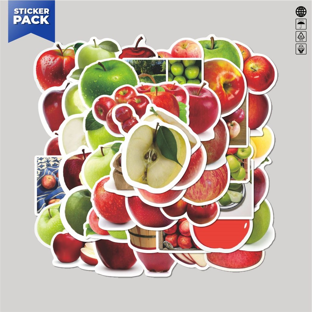 

[100PCS]Stiker Pack Stiker Buah Apel V1 Aesthetic Vinyl Anti Air Dekorasi Sticker Laptop Buku Journal Koper Helm Casing HP Gitar Helm Skateboard