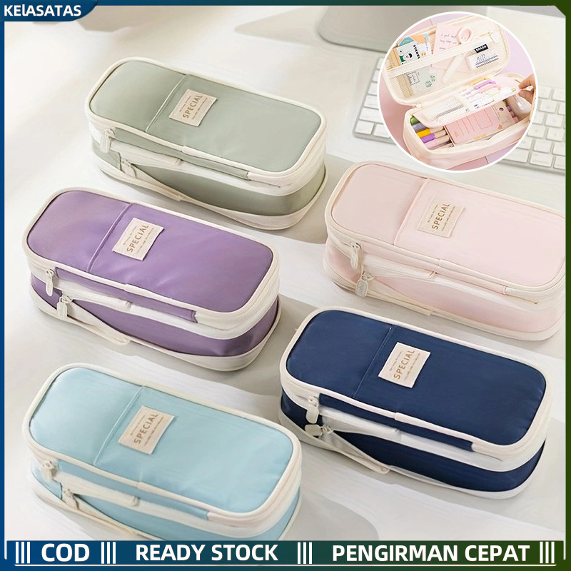 

【KEIASATAS】MULTI-LAYER SYSTEM Tas Pensil 4 Ruang - Kapasitas 50+ Alat Tulis Tempat Pensil Kapasitas Besar Dengan Desain Estetik Untuk Anak Perempuan‌/Pencil Case Large Capacity Pen Box Canvas Pouch Stationery for Student School Office Supplies