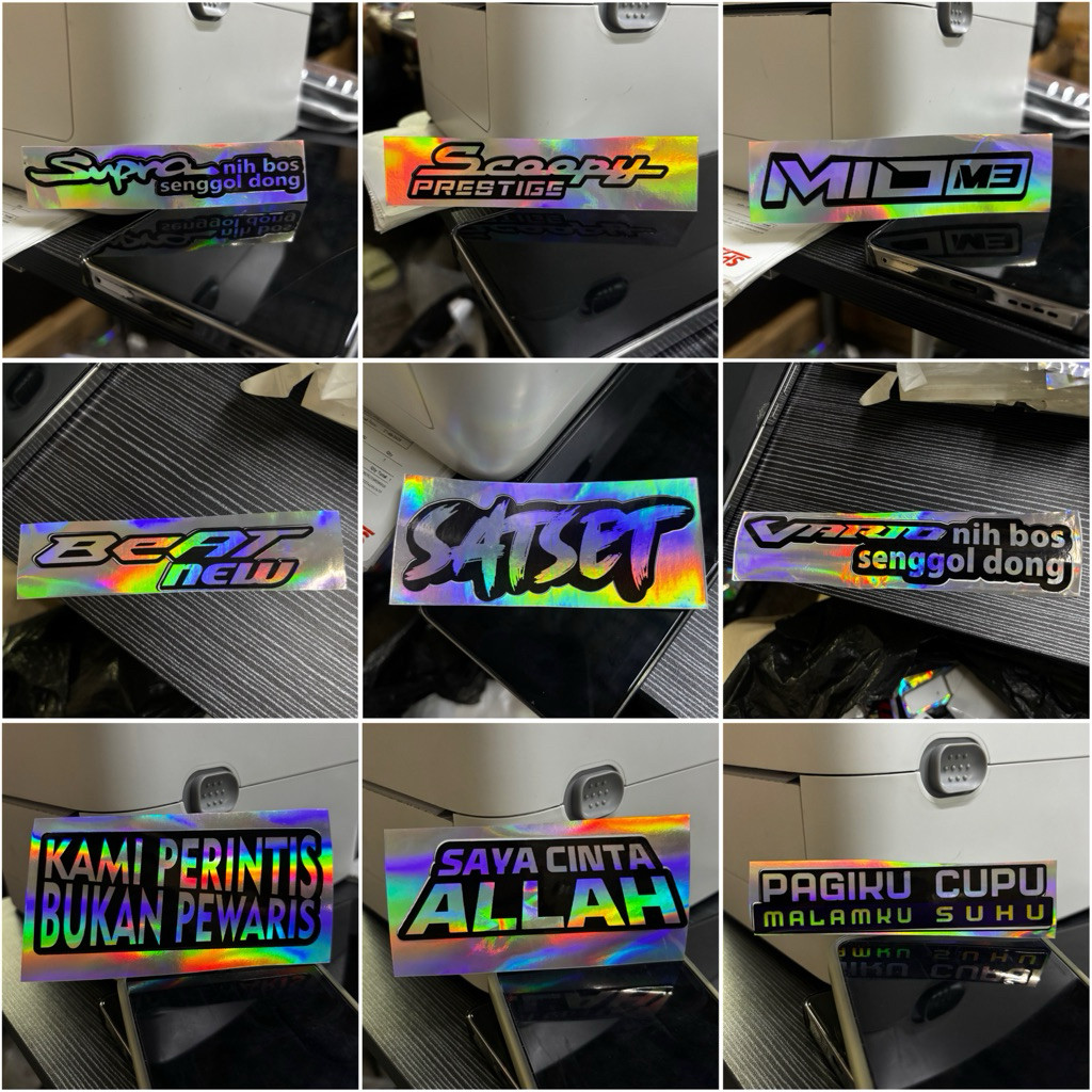PROMO Stiker Hologram Ukuran 10x2cm Beat Scoopy Vario Click Mio Supra Nmax Universal Bisa Tempel Di 