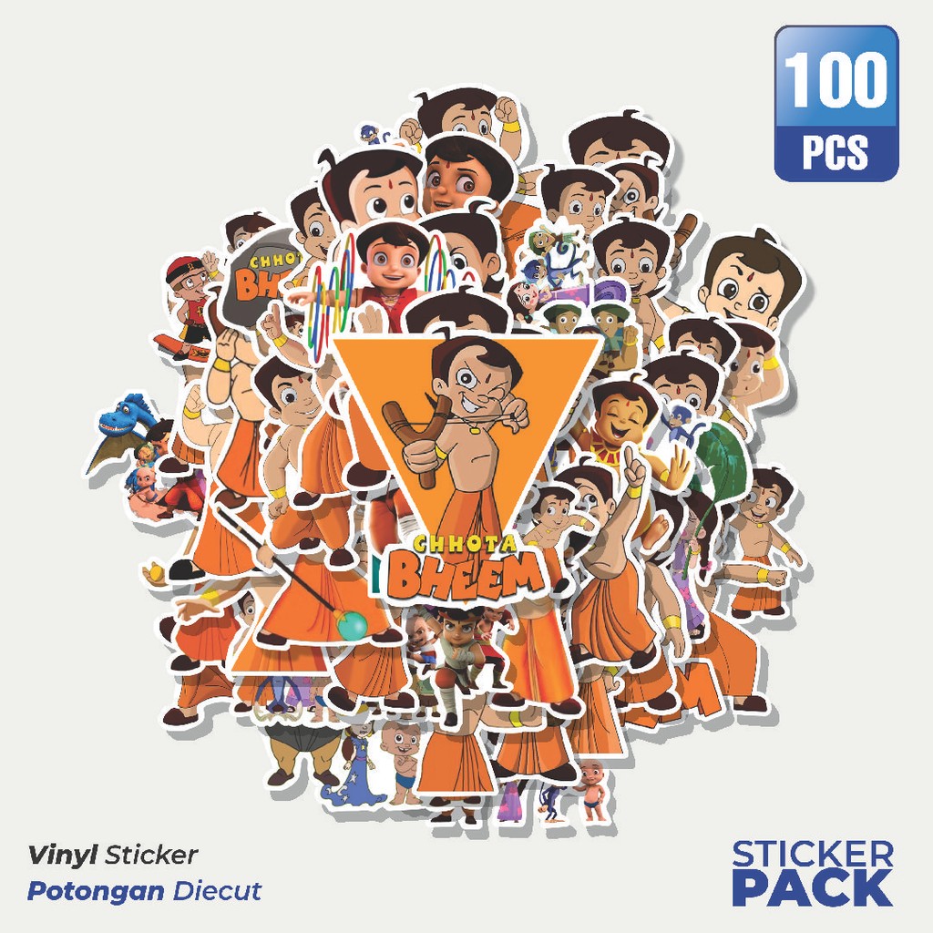 

MURAH 100 PCS Stiker Kartun Choota Bheem Waterproof Aesthetic- Untuk Laptop, Motor, dan Helm - Paper Stationery Pack