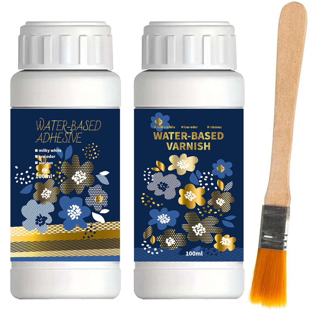 

100ml/200ml Golden Leaf Gilding Adhesive Kit - Water-Based Epoxy Resin Glue for Metal Foil, Crafts & Jewelry Making on Wood, Gla