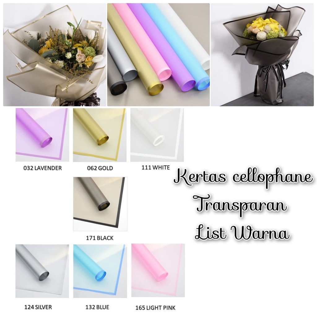 

Cellophane Kertas Buket Bunga Transparan List Flower Wrapping Paper Korea