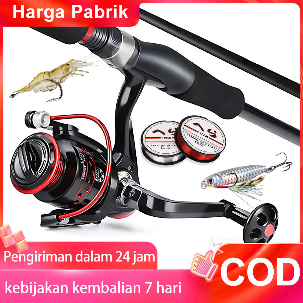 Joran Pancing Set Shimano Reel Set Pancing 1.8m/2.1m Joran Pancing 1000-4000 Reel Pancing 100M Senar