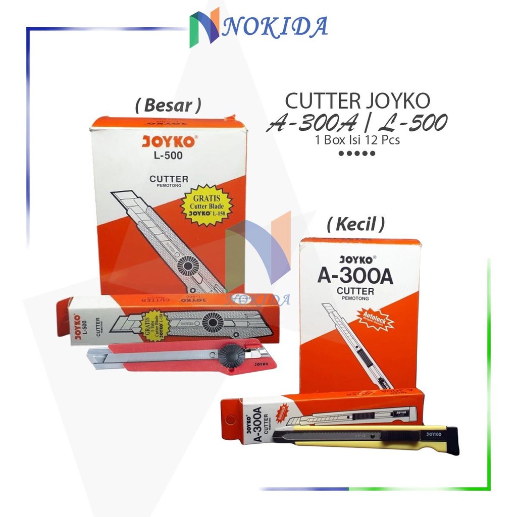 Nokida Cutter Joyko [1 Box Isi 12Pcs] / A-300A L-500 Alat Pemotong Kertas Dapat di Isi Ulang 1 Gross