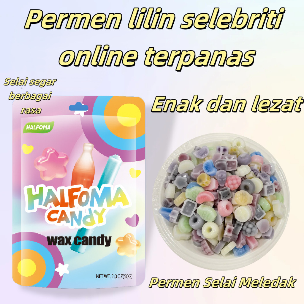 

Permen lilin, bentuk unik, permen buah asam manis, camilan terlaris, gratis ongkos kirim