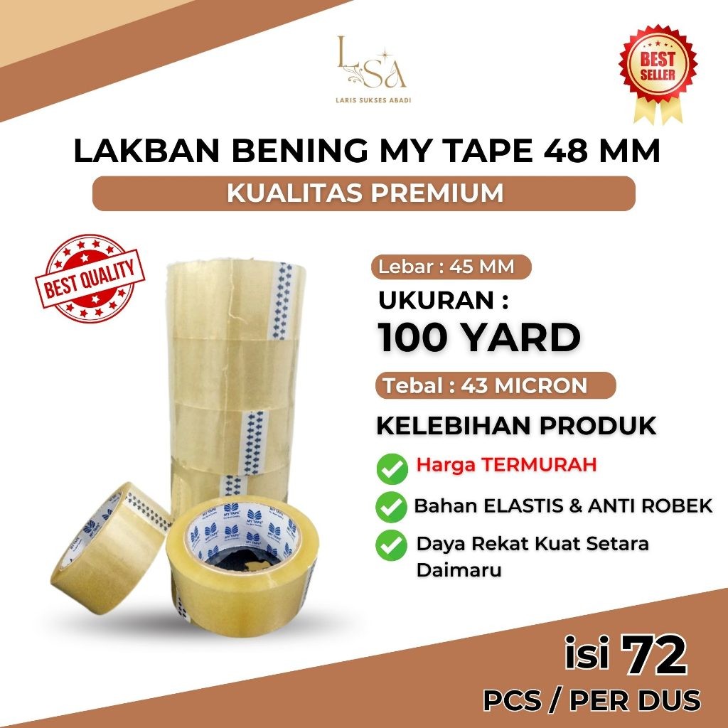 

Lakban Bening My Tape Ukuran 48MM 100 Yard 45 Micron