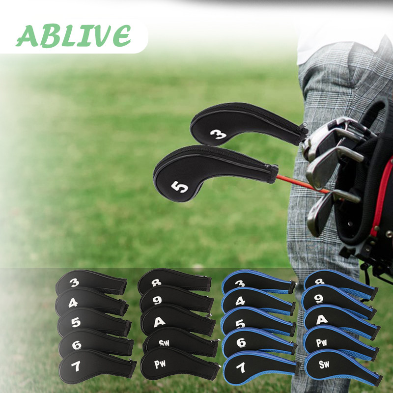 10pcs/Set Cover Pelindung Kepala Stik Golf Sarung Pelindung Cover Stik Golf Set Iron Club Stik