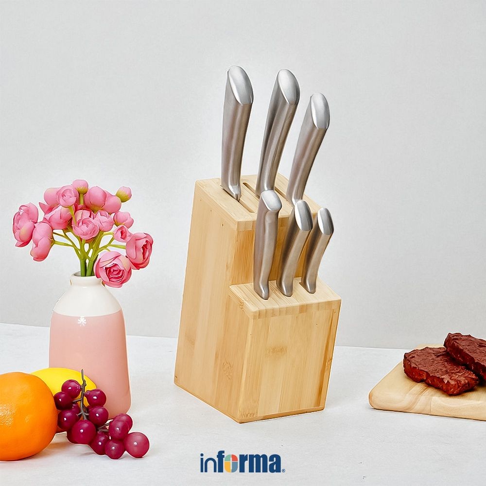 Informa Cooking Color Daishi Tempat Pisau 2 Tingkat - Cokelat Knife Block Balok Penyimpanan Pisau Ho