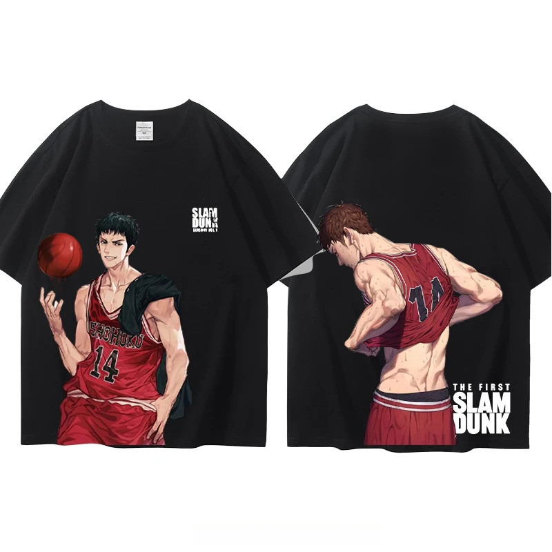 Mode Kaos Gabungan SLAM DUNK dengan Gaya yang Sama Jersey Pakaian Pasangan Basket Atasan Lengan Pend
