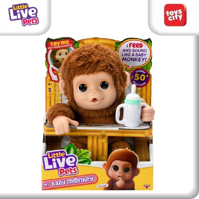 Little Live Pets My Baby Monkey Mango, Interactive Plush Toy, 50+ Sounds & Reactions Mainan Anak Bon