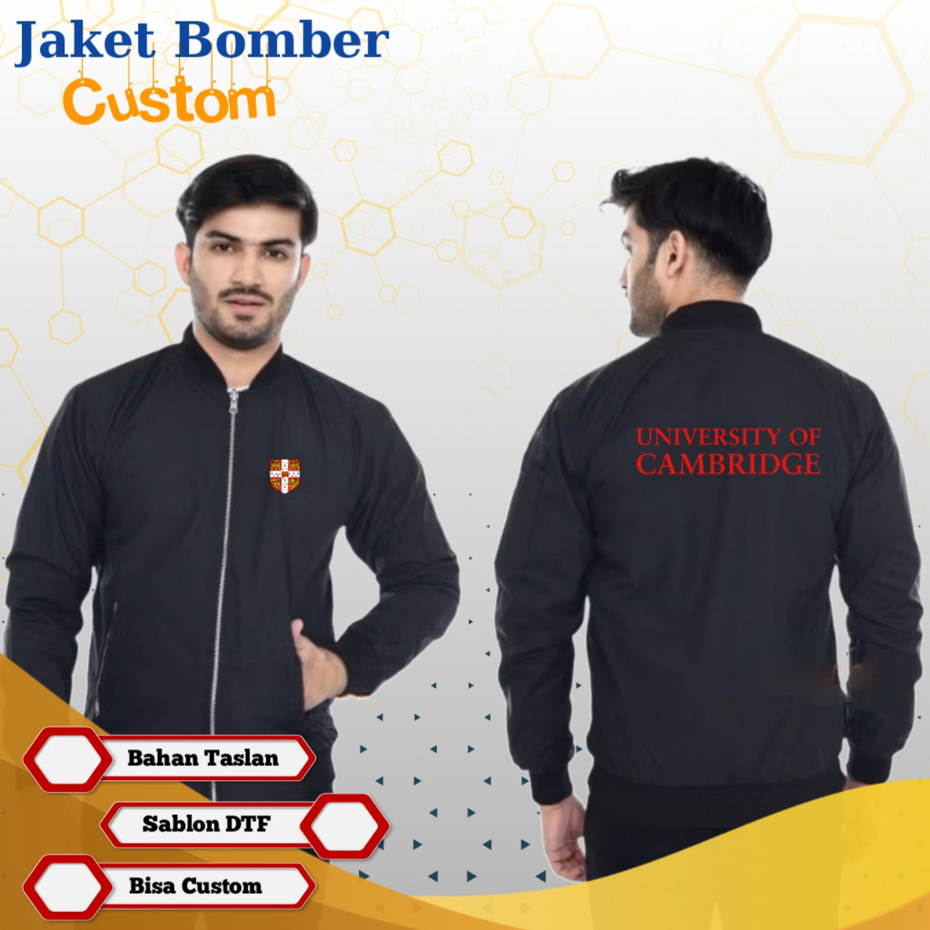Jaket University Of Cambridge Jaket Bomber Custom 18 Bahan Premium