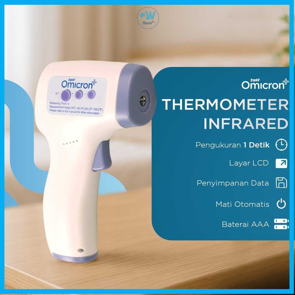 TaffOmicron Termometer Suhu Badan Digital Thermogun Infrared Memory - AD801