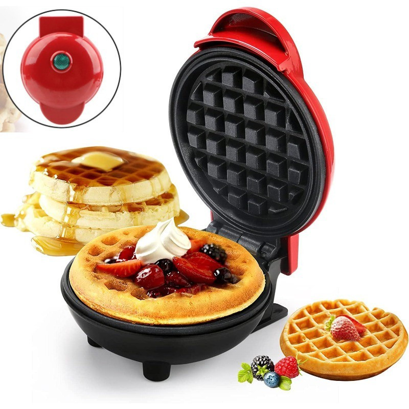 Waffle Mini Mesin Pembuat Cetakan Pancake Anti Lengket Elektrik Maker