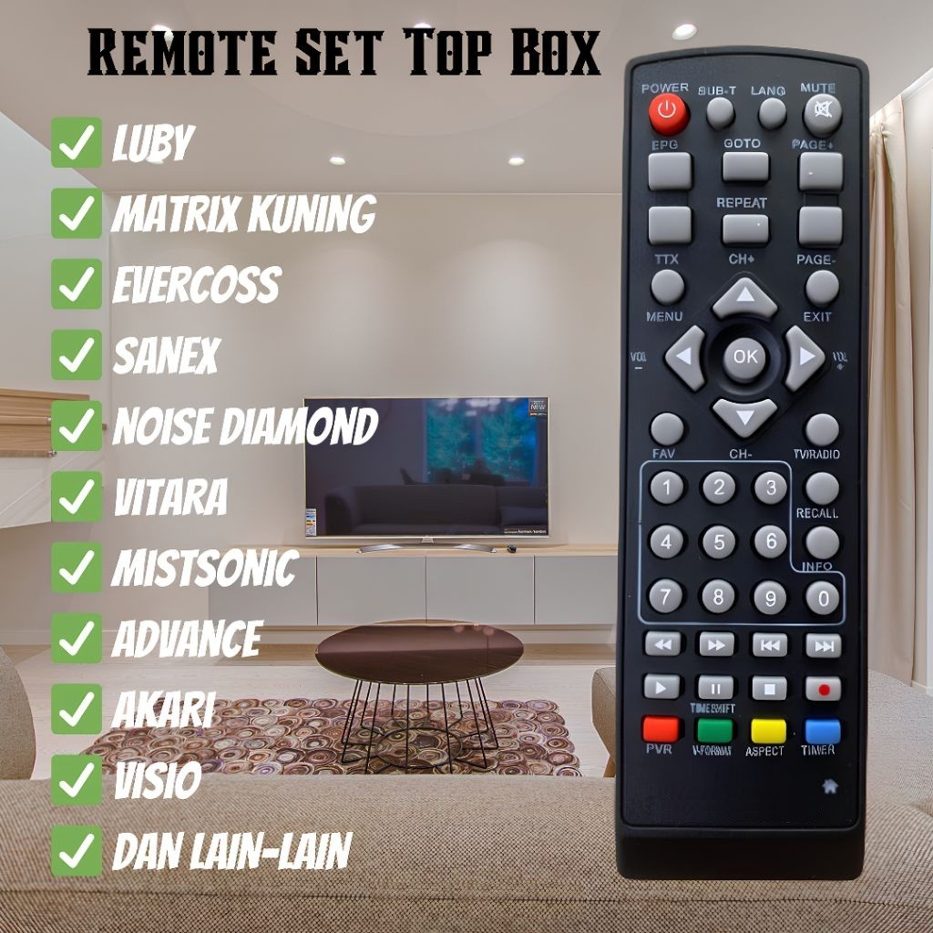 REMOT REMOTE SET TOP BOX DVB T2 MATRIX GARUDA/MATRIX APPLE KUNING