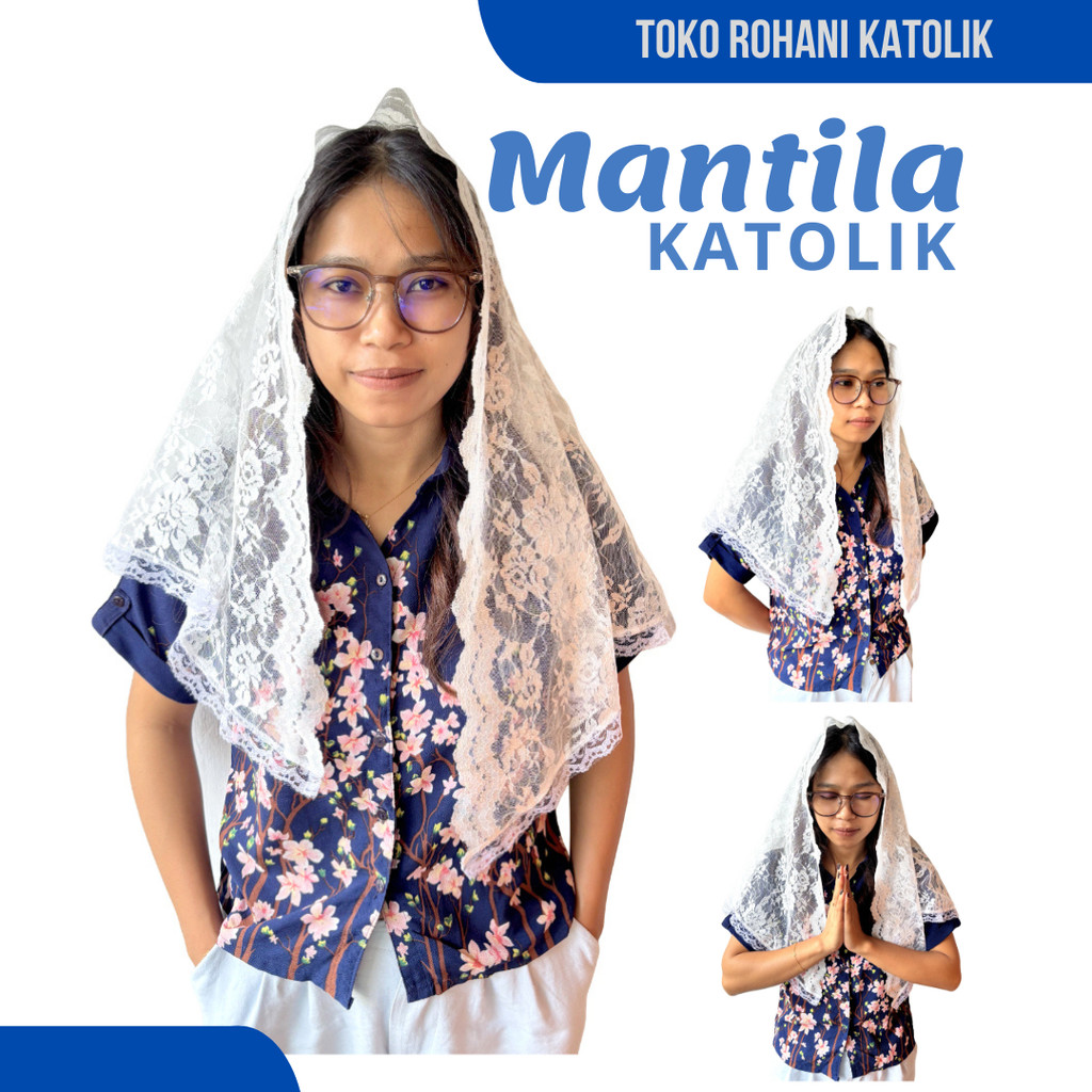 MANTILA KATOLIK PUTIH / KERUDUNG MANTILA KATOLIK / TUDUNG KEPALA DOA WANITA UNTUK MISA