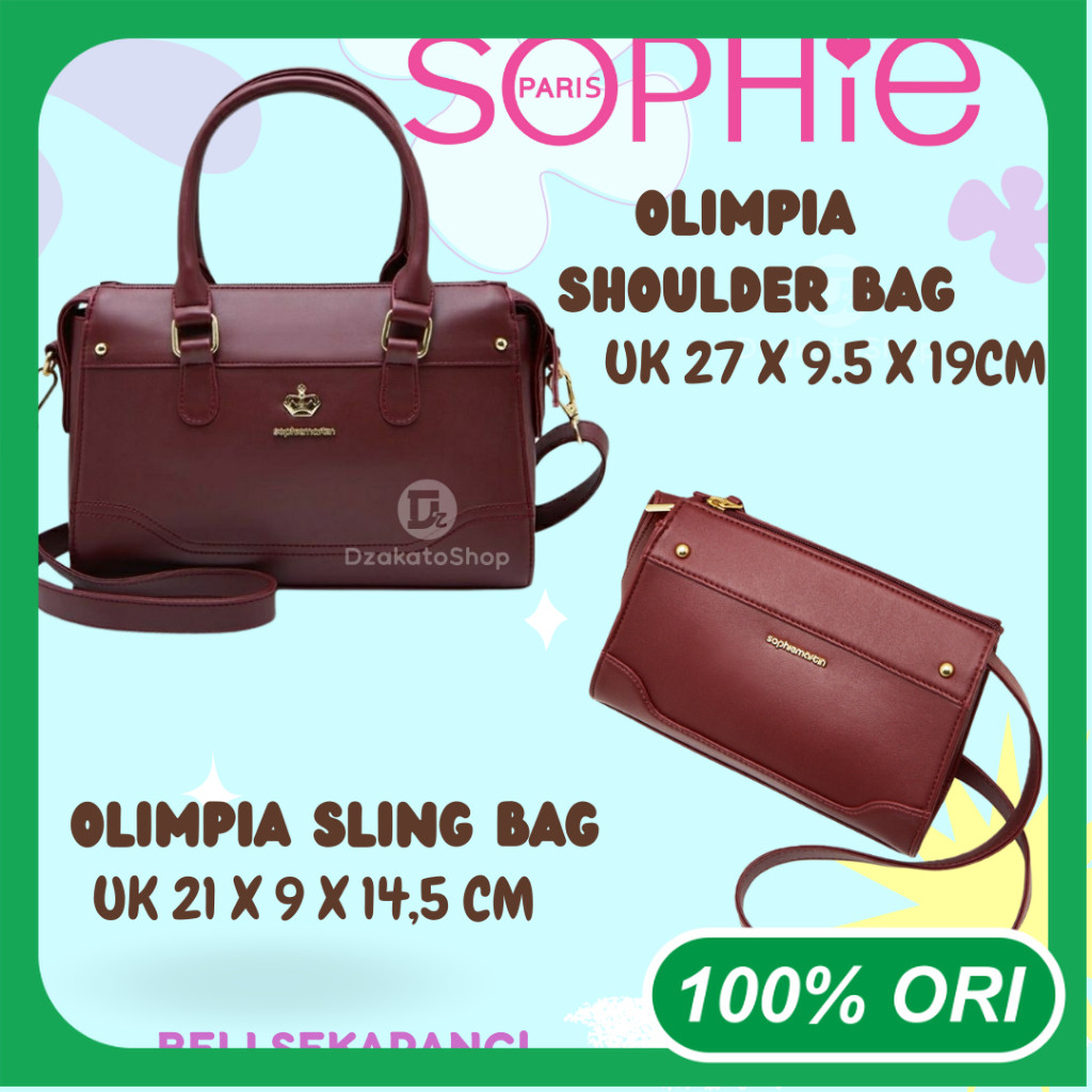 Sophie Martin Paris Tas Jinjing Selempang Olimpia Shoulder Sling Merah Maroon Premium Eksclusive Bag
