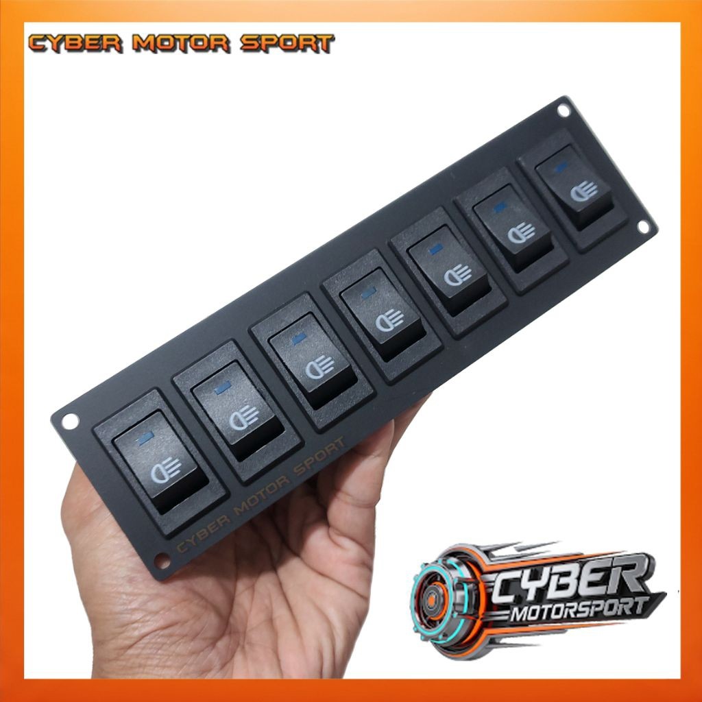 Switch panel mobil 12v 24 volt 7 saklar tombol lampu mobil offroad bus truk sedan 7 gang rocker swit