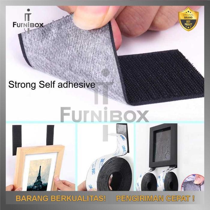 

Lakban Perekat Double Tape Velcro 3M Hook and Loop Magic Nylon Sticker - Hitam, 50mm - Hitam, 20mm