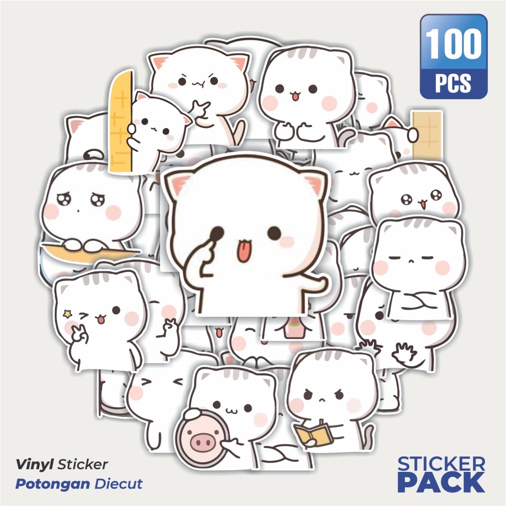

MURAH 100 PCS Stiker Animal Cat Chan [Kucing] Waterproof Aesthetic- Untuk Laptop, Motor, dan Helm - Paper Stationery Pack