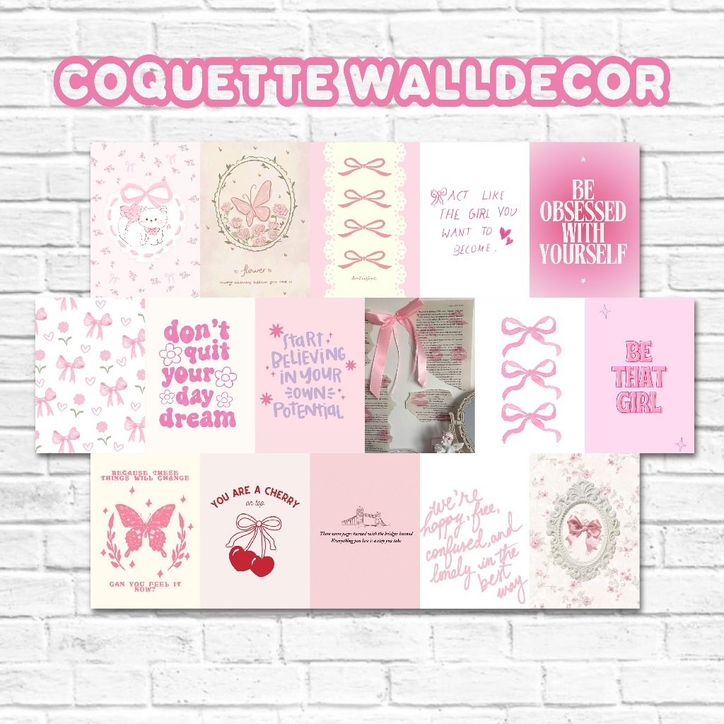 Poster Wallpaper Dinding Coquette Aesthetic Pink Walldecor Korea Walldecor