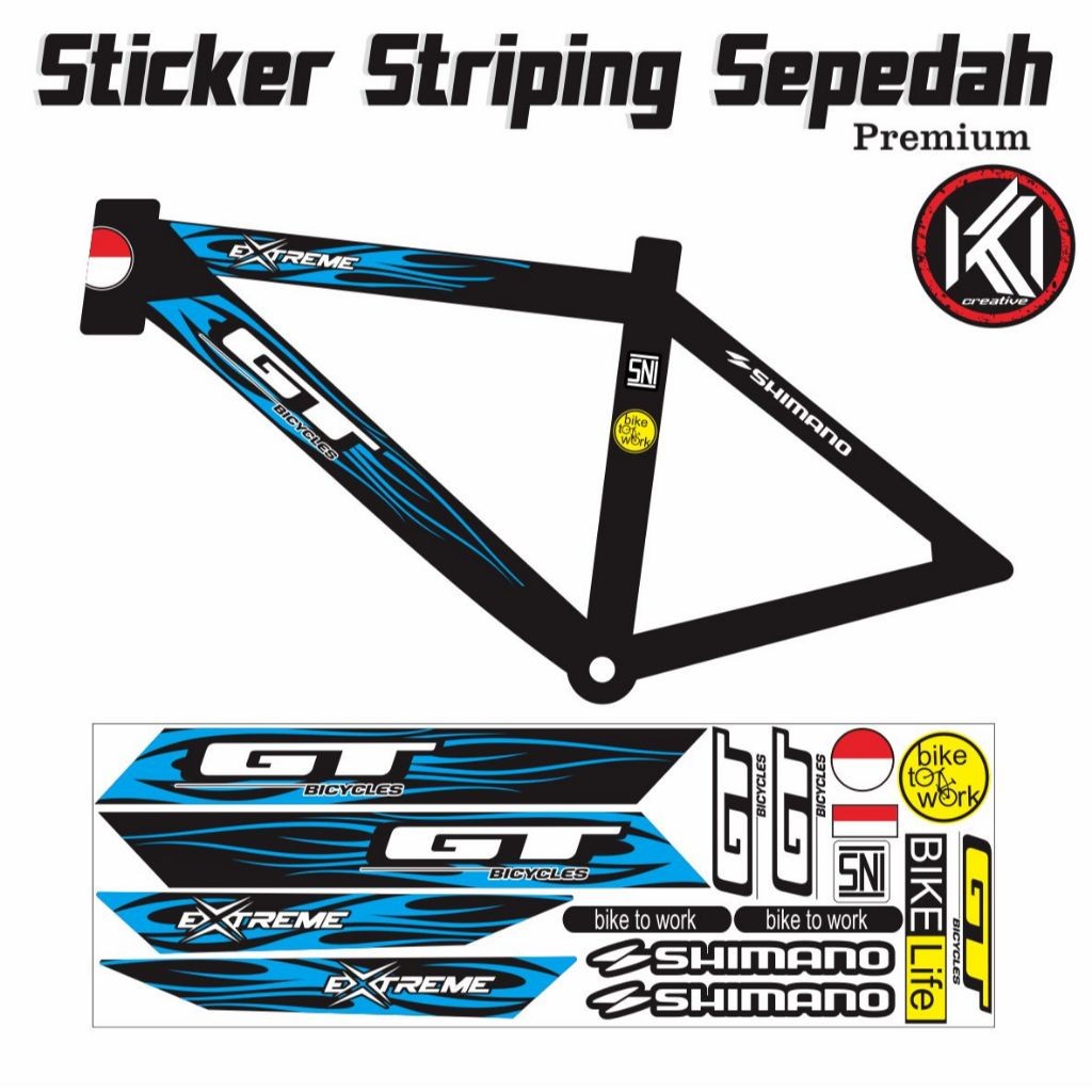 STRIPING STICKER SEPEDAH GT SIMPEL MOTIP ELEGAN POLET Striping bike sepeda
