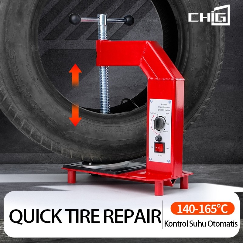 CHIGE Mesin Tambal Ban Listrik Vulkanisir Otomatis | Alat Press Ban Panas 140-165°C | Mesin Perbaika