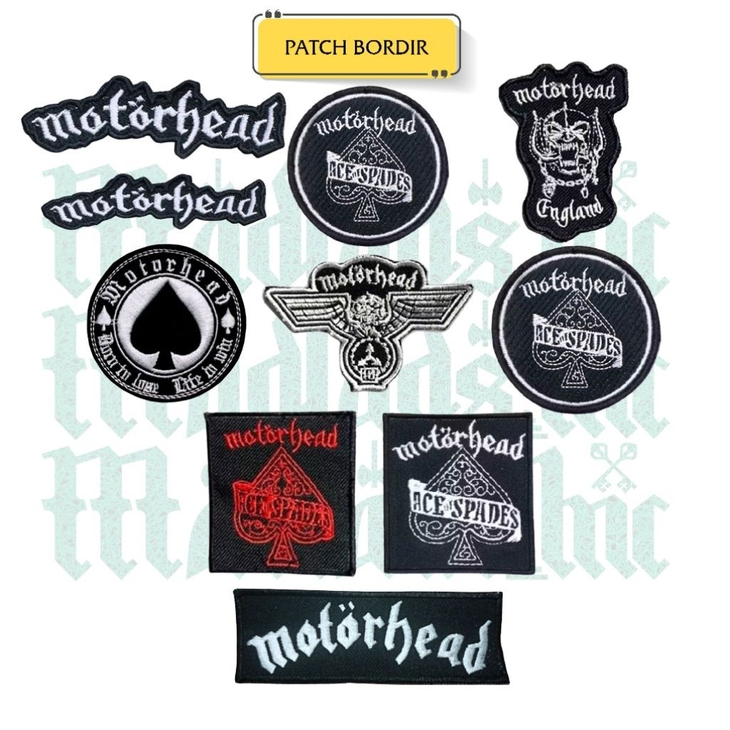 Emblem Patch Bordir Jahit Band Iron Patch Bordir Aksesoris Emblem Badge Vintage Musik Motorhead Popu
