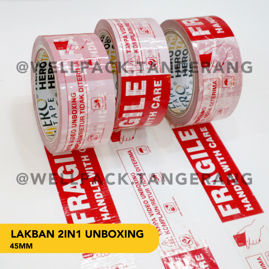 Lakban Authority Tape Fragile Unboxing (2in1) 48micron 45mm x 90yard (per roll)