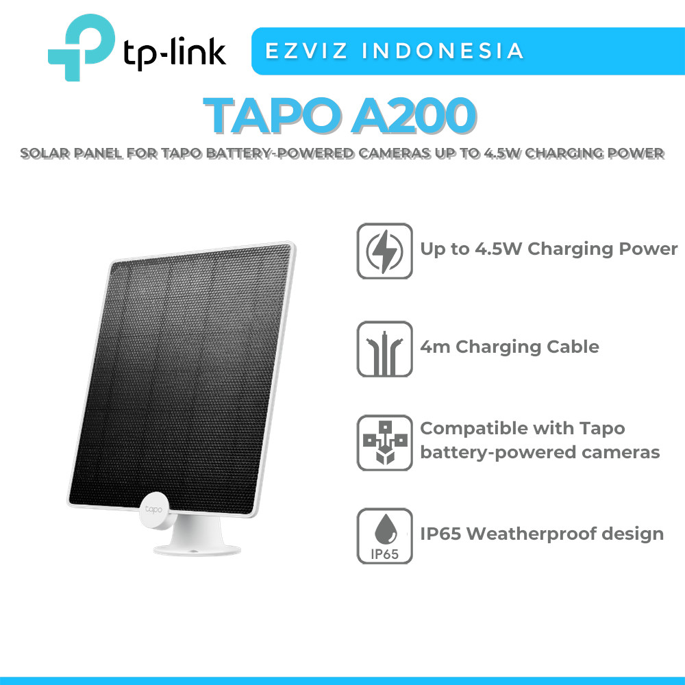 TP-LINK TAPO A200 SOLAR PANEL FOR TAPO BATTERY-POWERED CAMERAS UP TO 4.5W CHARGING POWER