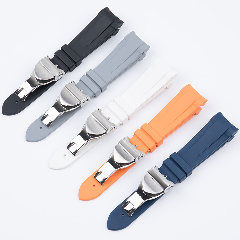 New Top Grade Fluororubber FKM Rubber Curved End Wat-band 22mm For Tudor Strap Black Bay 1958 41mm G